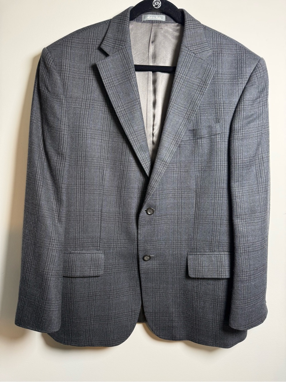 Oscar de la Renta Men’s Gray Plaid Sport Blazer 44R Lambswool Classic Ivy League